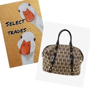 SELECT TRADES! Michael Kors Monogram Canvas Leather Bedford Satchel